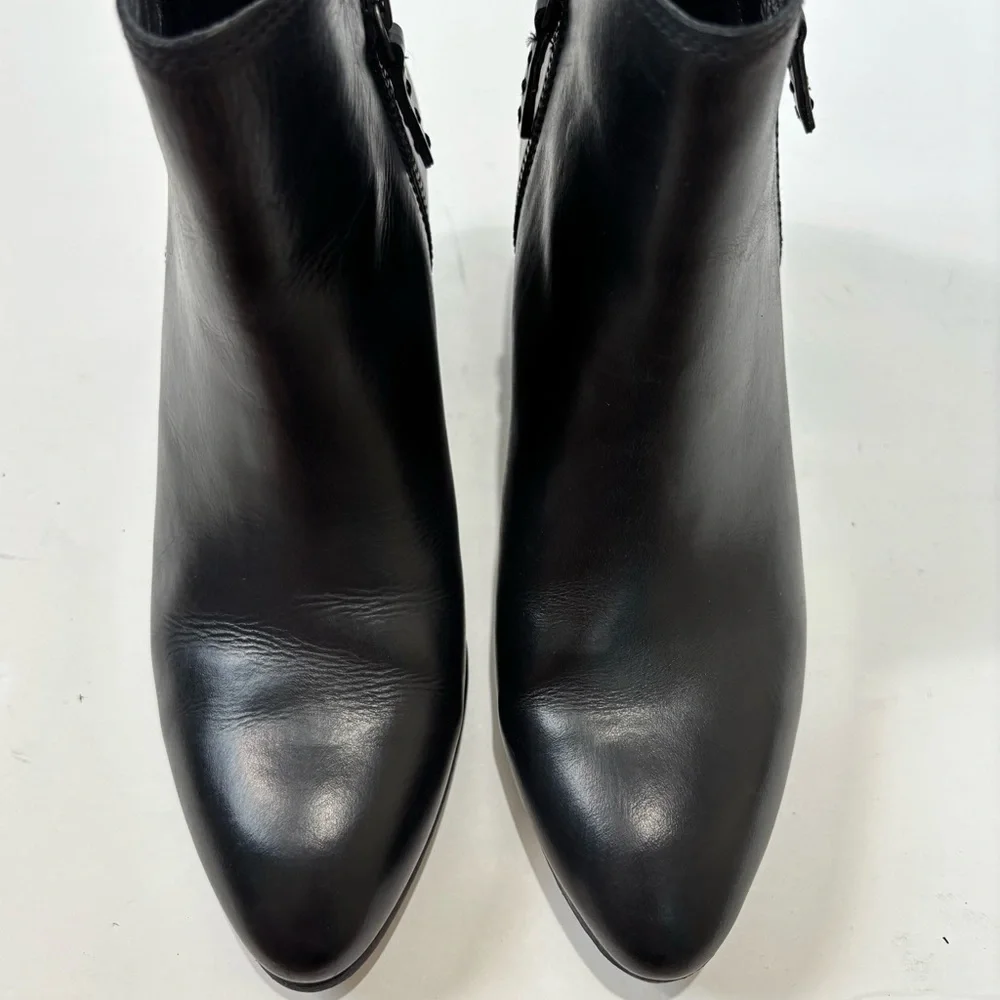 FRYE Judith Black Leather Double Zip Block Heel Pointed Toe Western Cowgirl Boot